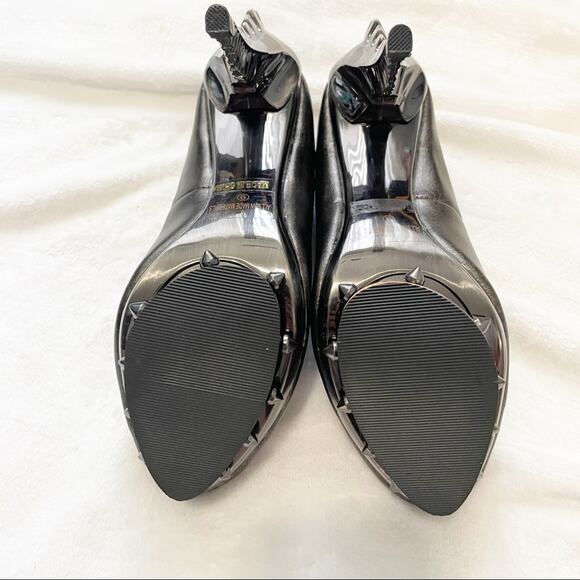 Hades Predator pewter chrome heels steampunk 9 spiked leather gray - Picture 7 of 9